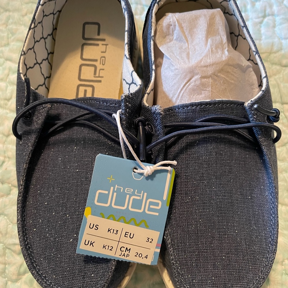 NWT Wendy Hey Dudes - blue with sparkle Sz 13 kids
